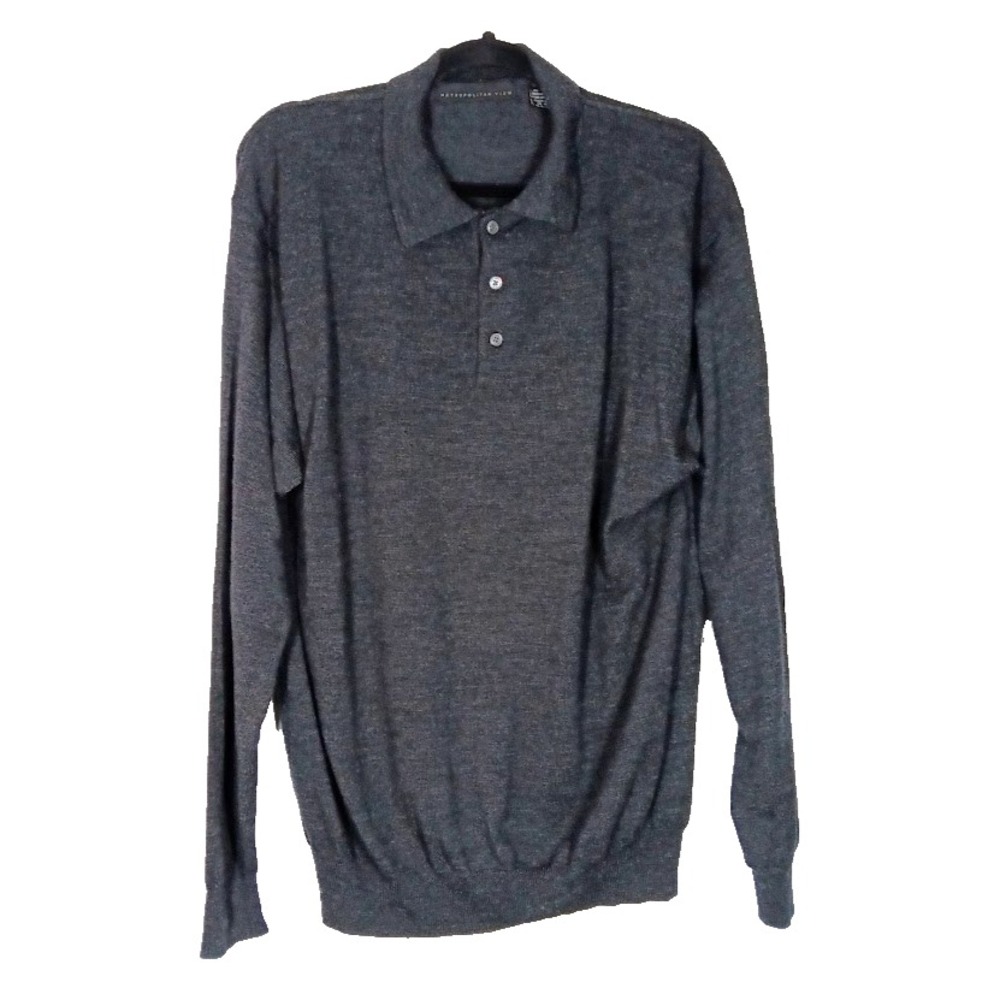 Metropolitan View Men's 100% Merino Wool Sweater Size L‎ Dark Gray
